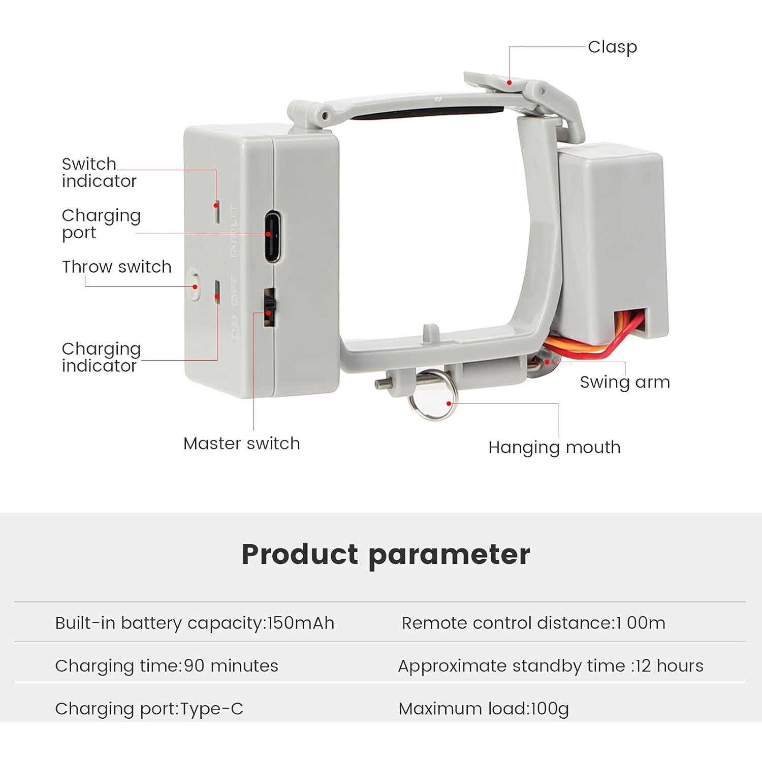 Dispositivo de entrega de carga BEHORSE Mini 2 100m 0.1kg