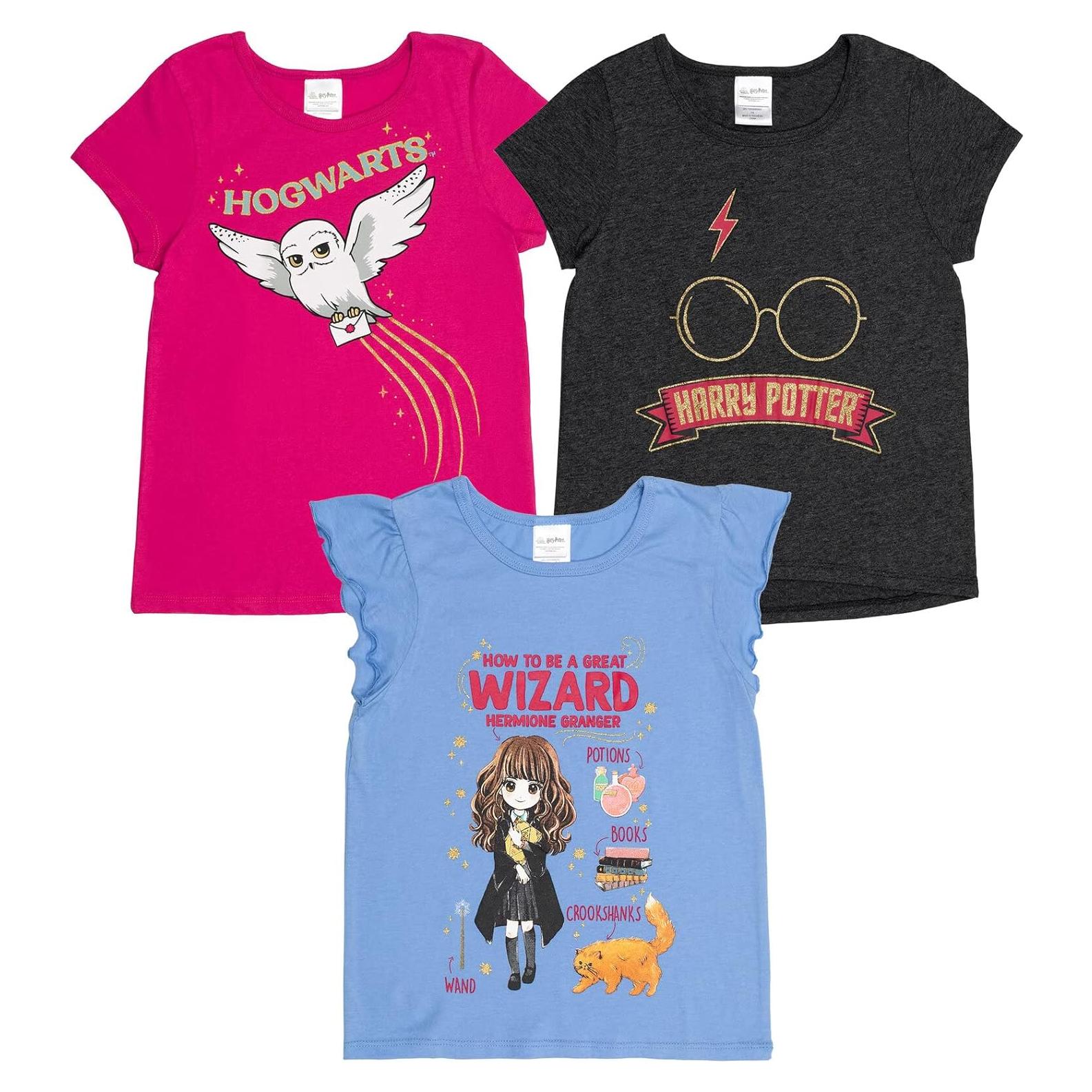 Camisetas Harry Potter Niñas 3 Pack Manga Corta 7-8 Años