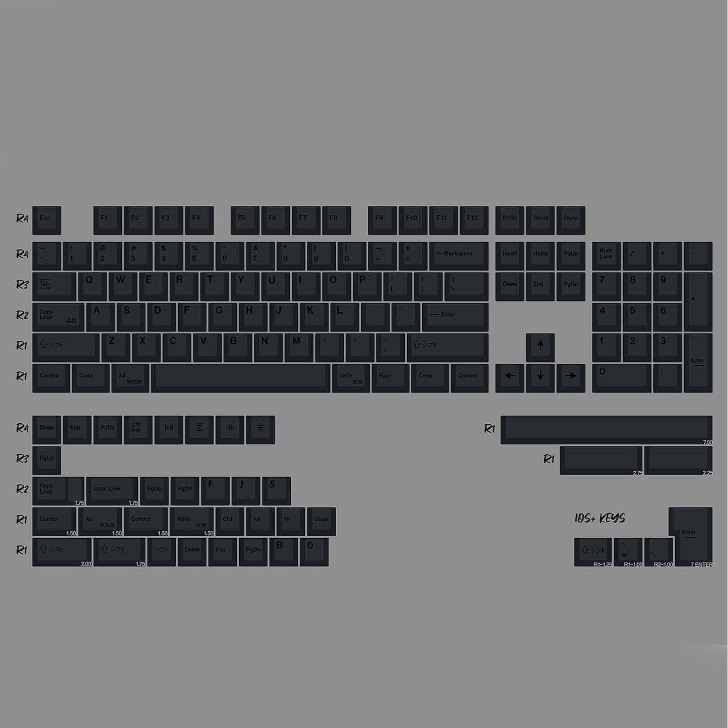 Juego de Teclas PBT Mintcaps 144 Teclas Cherry ISO ANSI