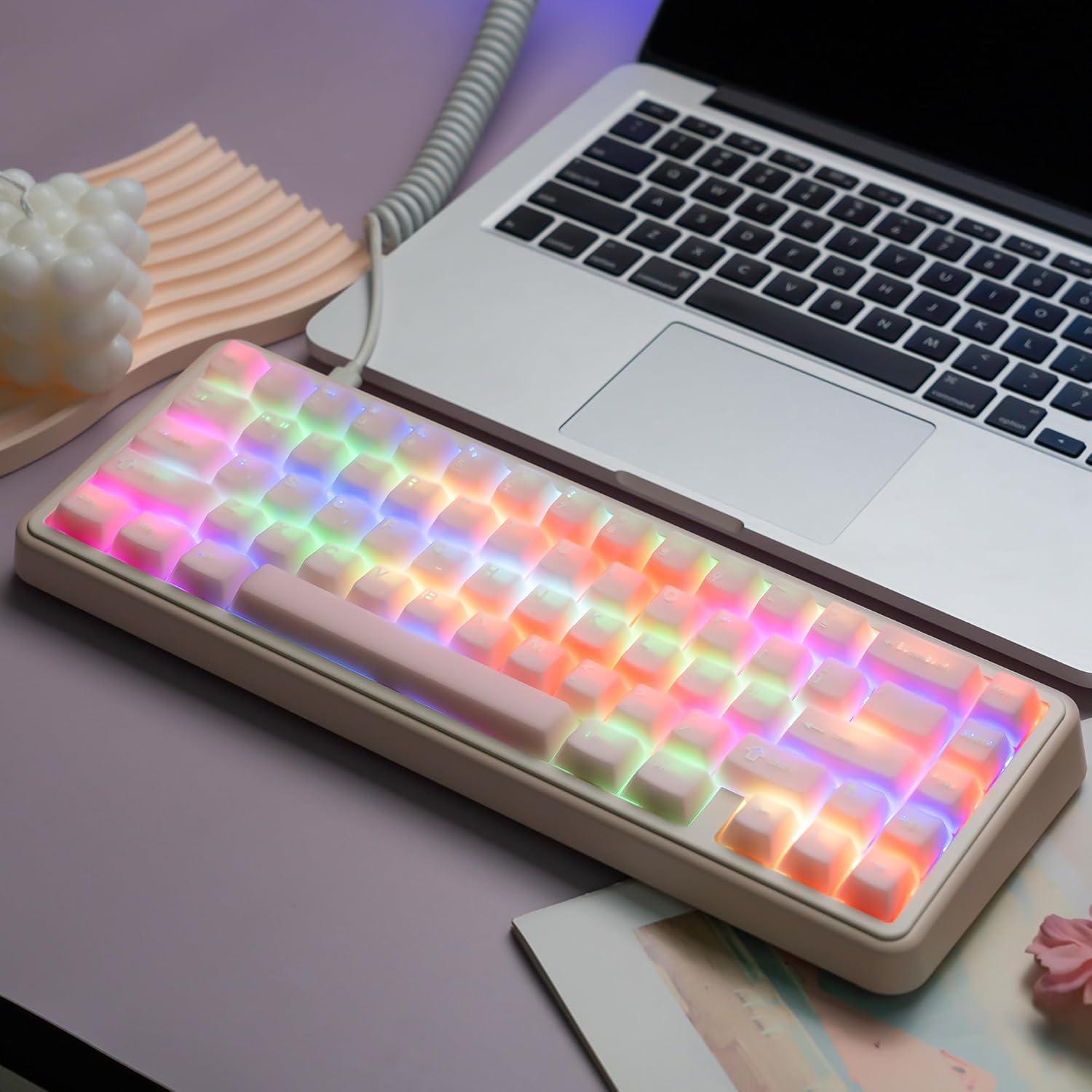 Juego de Teclas PBT Doble Inyección Dagaladoo Jade Rosa 121 Teclas