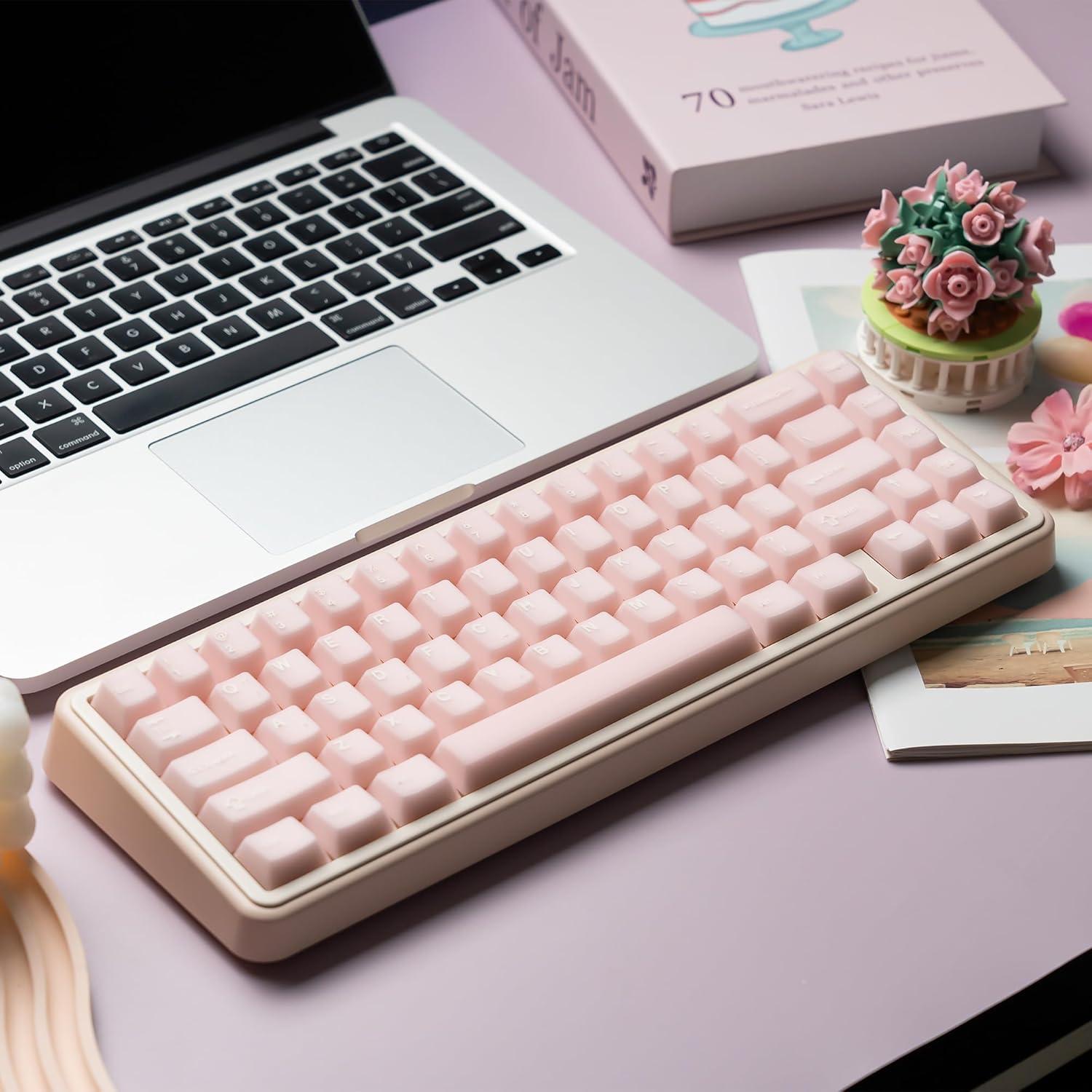 Juego de Teclas PBT Doble Inyección Dagaladoo Jade Rosa 121 Teclas