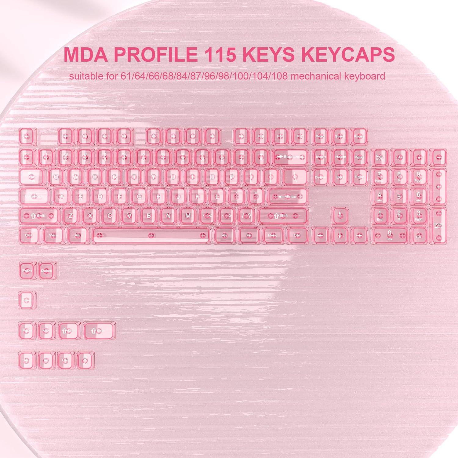 Tapas de Teclado Transparentes MDA Dagaladoo Rosa 115 Teclas