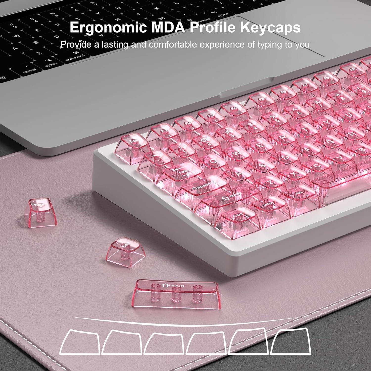 Tapas de Teclado Transparentes MDA Dagaladoo Rosa 115 Teclas