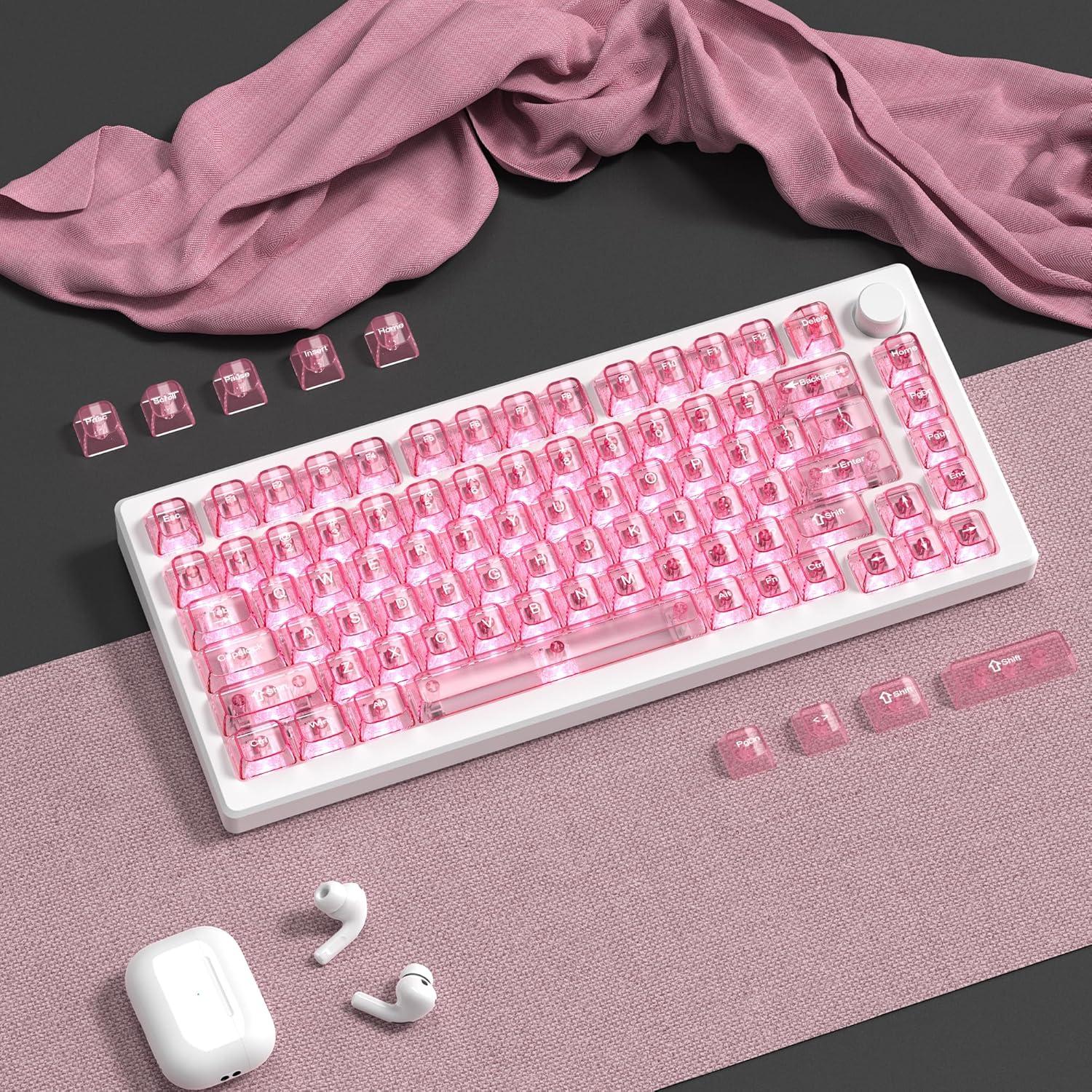 Tapas de Teclado Transparentes MDA Dagaladoo Rosa 115 Teclas