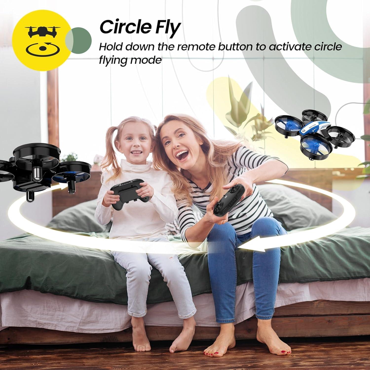 Mini Drone Holy Stone HS210 Azul para Niños - 3 Baterías, Giros 3D