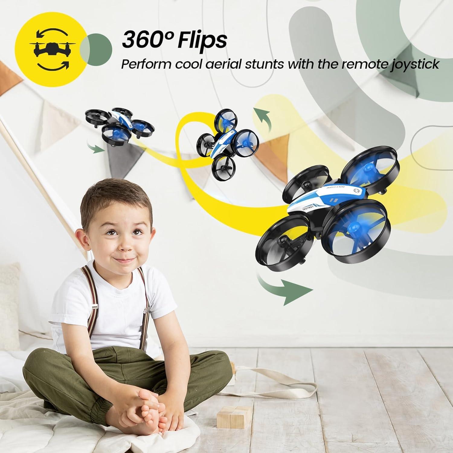 Mini Drone Holy Stone HS210 Azul para Niños - 3 Baterías, Giros 3D