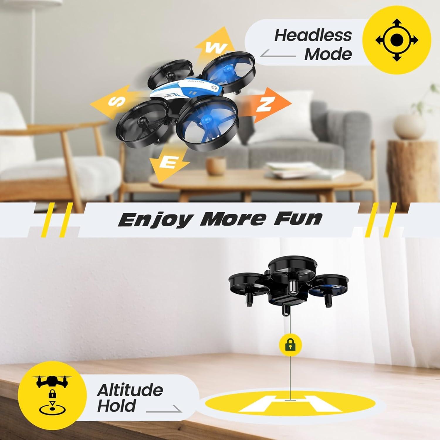 Mini Drone Holy Stone HS210 Azul para Niños - 3 Baterías, Giros 3D