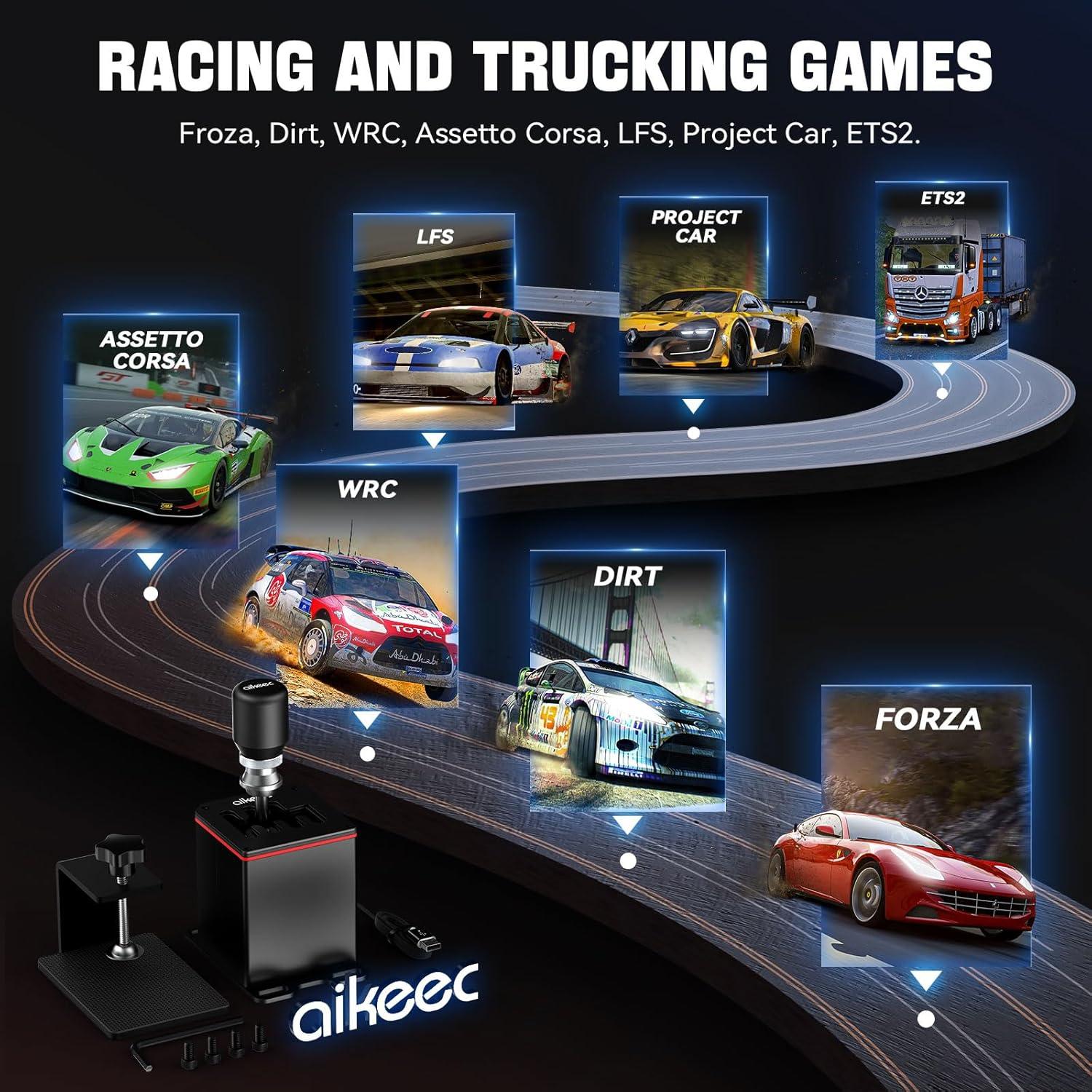 Cambiador de Marchas USB aikeec 6+R para Sim Racing