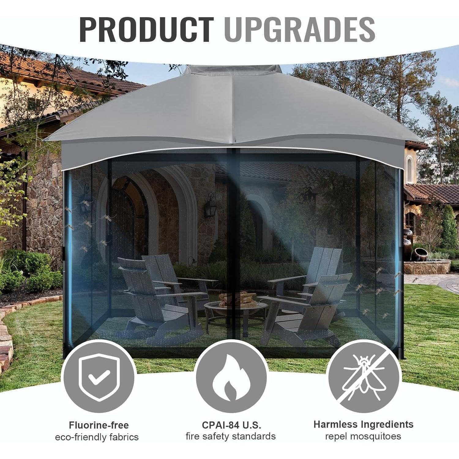 COWVIE Pantalla de Reemplazo para Gazebo 3m x 3m con Doble Cremallera