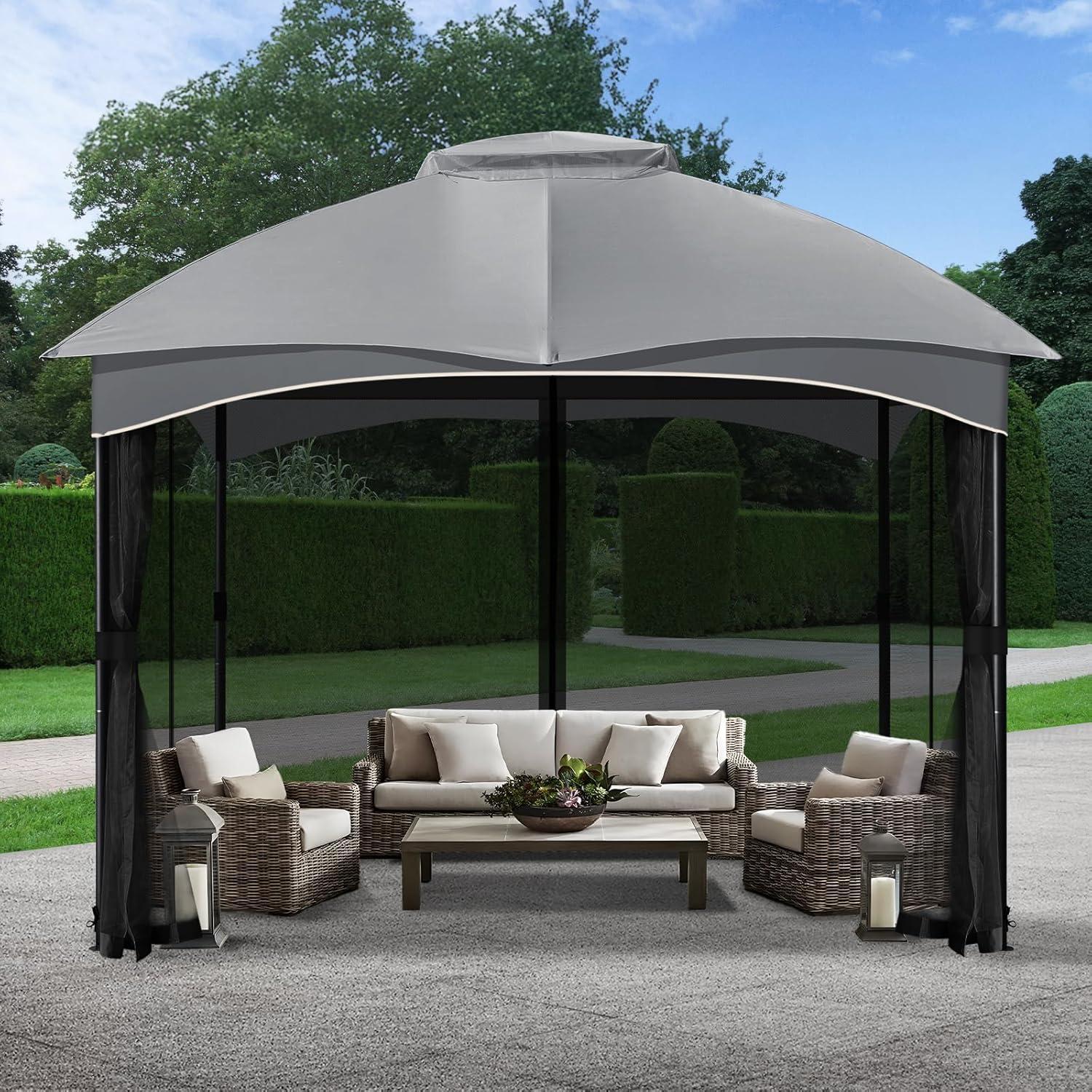 COWVIE Pantalla de Reemplazo para Gazebo 3m x 3m con Doble Cremallera