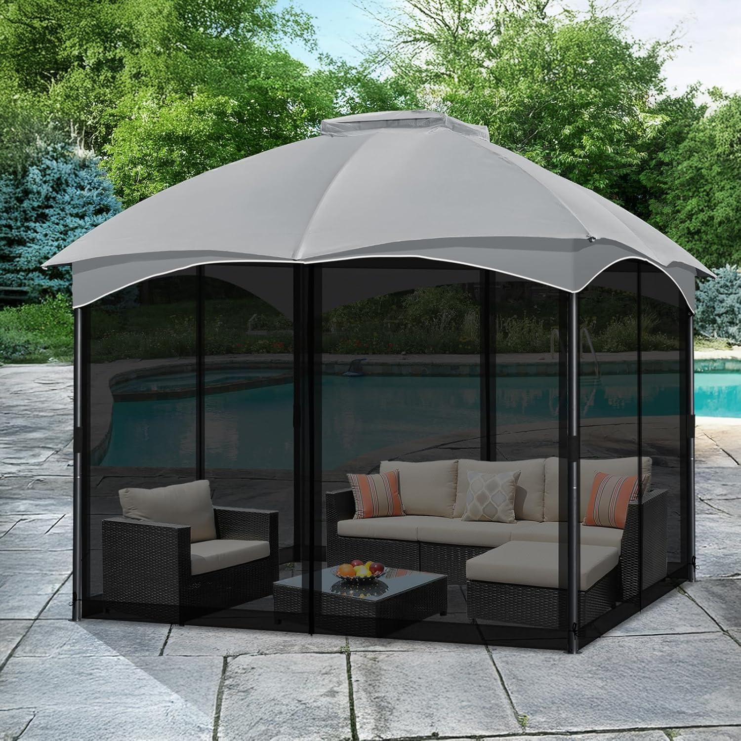 COWVIE Pantalla de Reemplazo para Gazebo 3m x 3m con Doble Cremallera