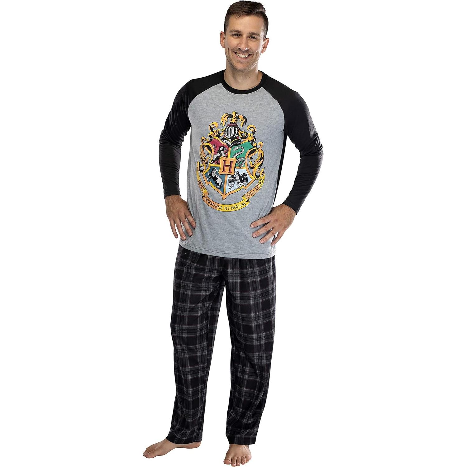 Pijama Harry Potter Raglán y Pantalones Cuadros Hombres