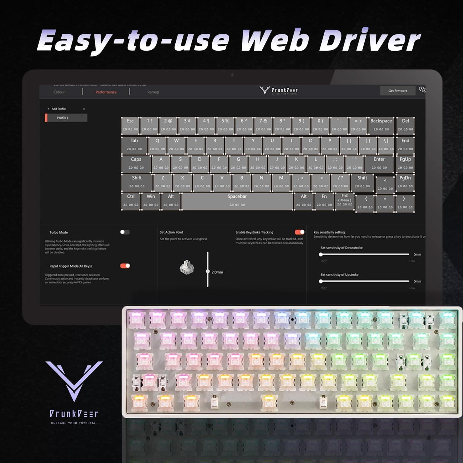 Teclado Mecánico DrunkDeer G65 Interruptor Magnético 68 Teclas RGB