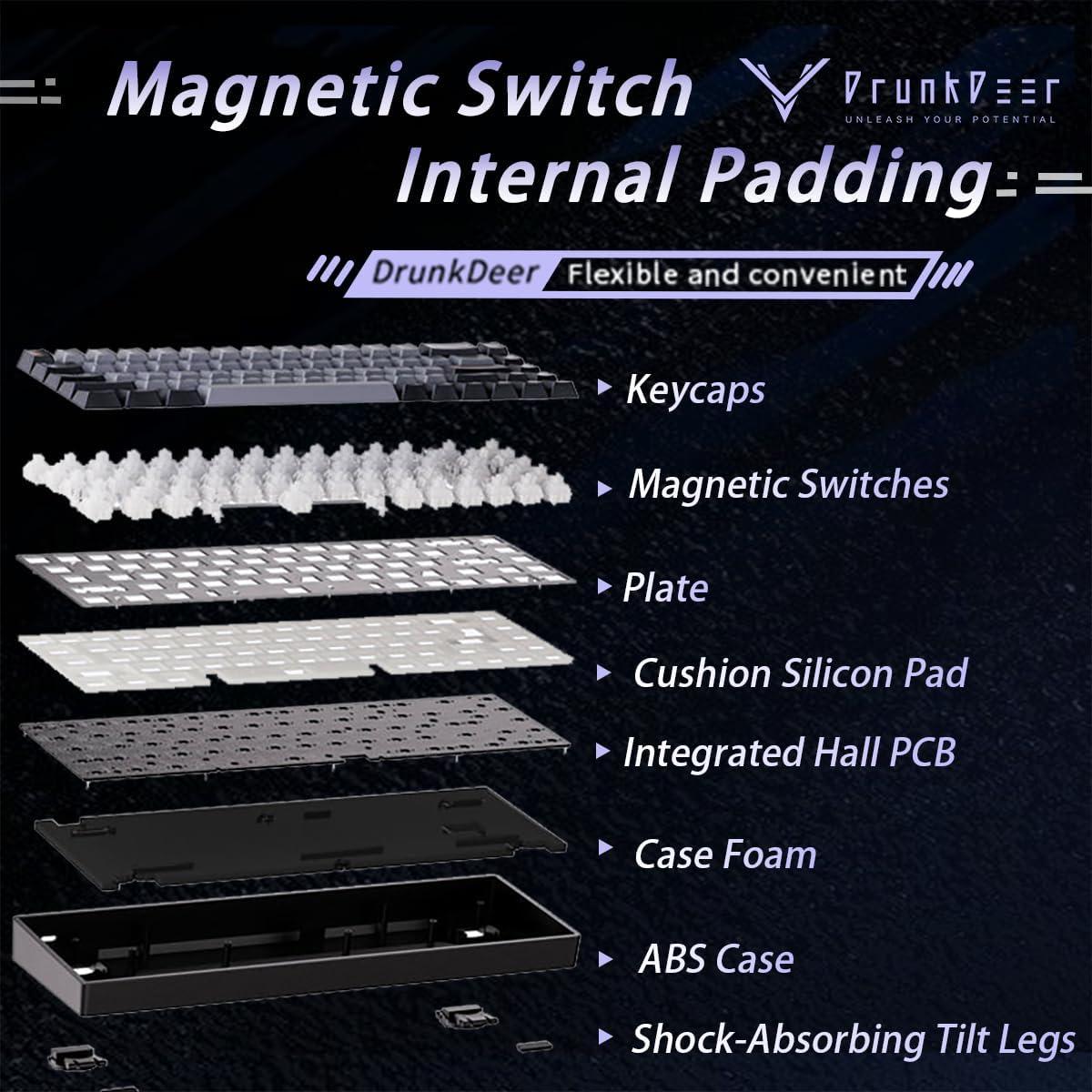 Teclado Mecánico DrunkDeer G65 Interruptor Magnético 68 Teclas RGB