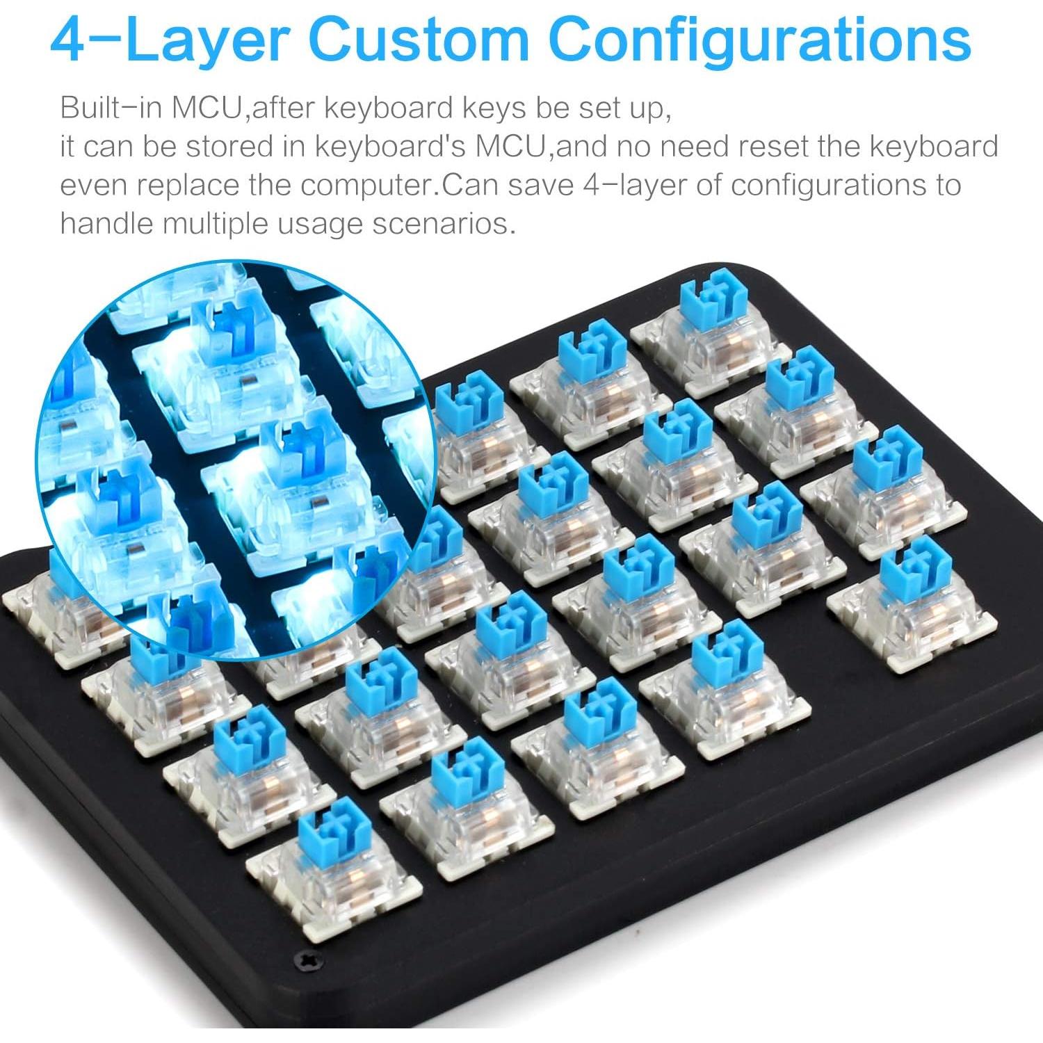 Teclado Mecánico Portátil Koolertron 23 Teclas Retroiluminación Azul