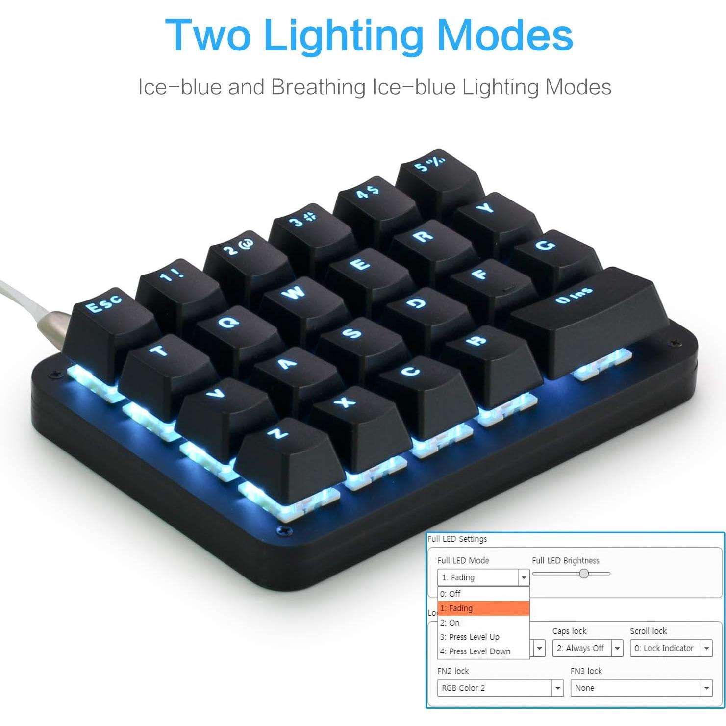Teclado Mecánico Portátil Koolertron 23 Teclas Retroiluminación Azul