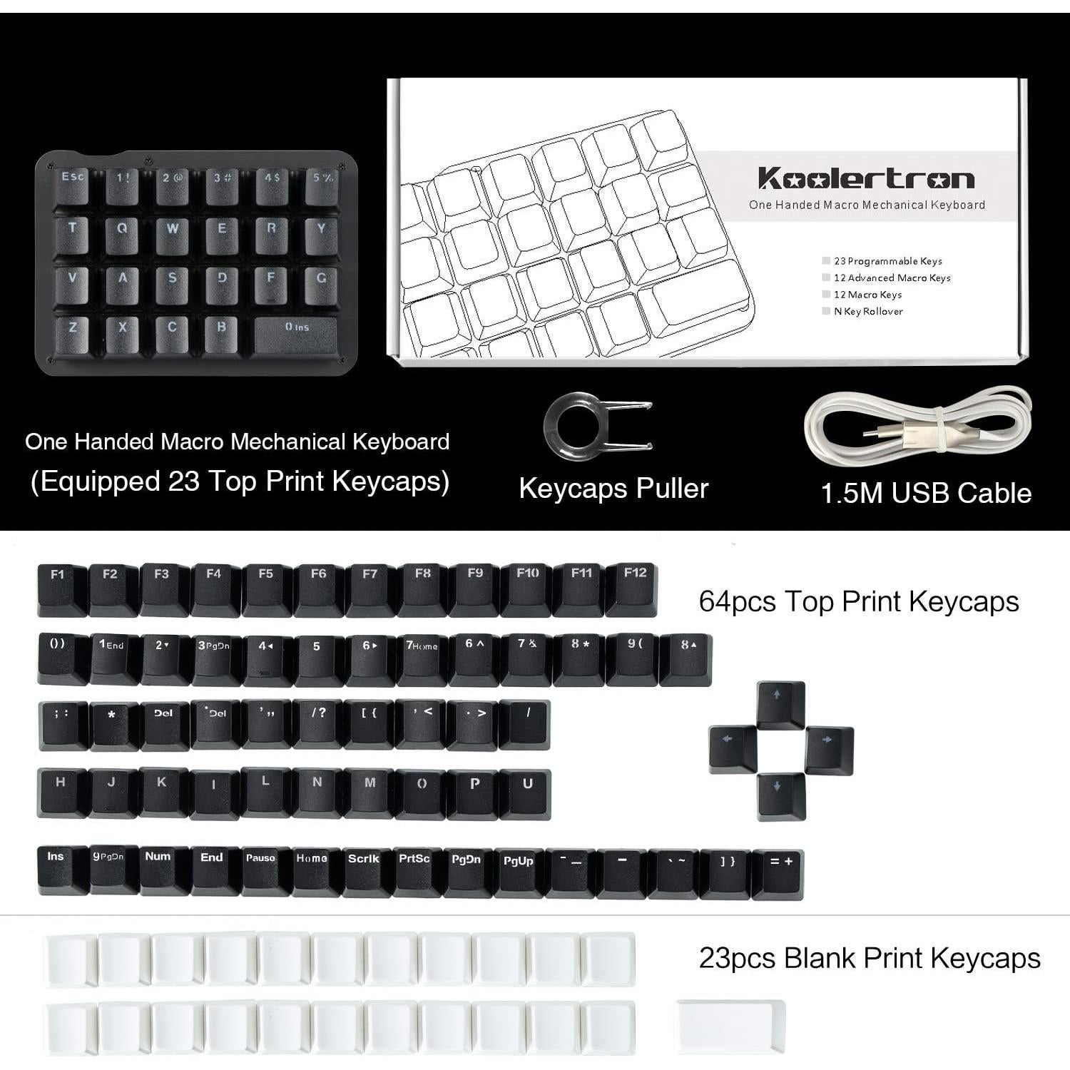 Teclado Mecánico Portátil Koolertron 23 Teclas Retroiluminación Azul