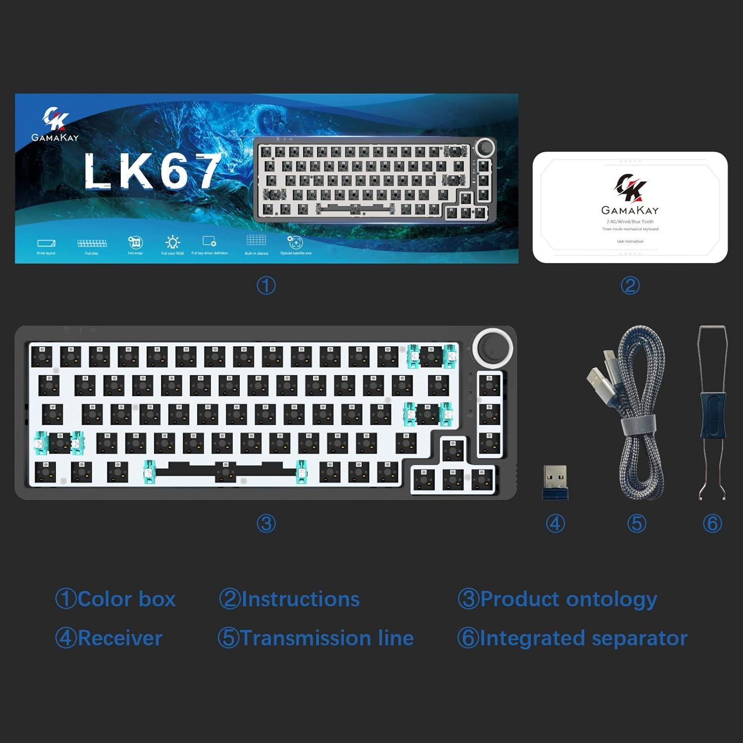 Teclado Mecánico GK GAMAKAY LK67 67 Teclas RGB Inalámbrico