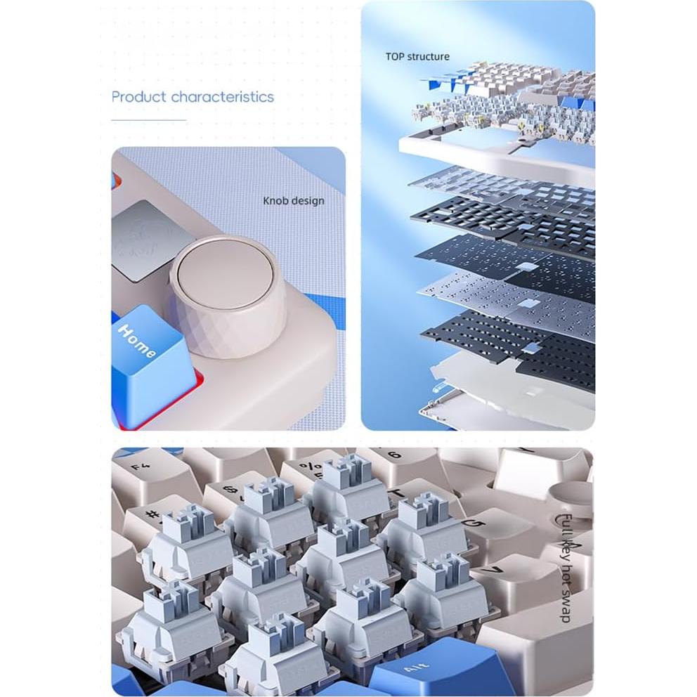 Teclado Mecánico A75 Odpaltoy Blanco Lunar con Retroiluminación RGB