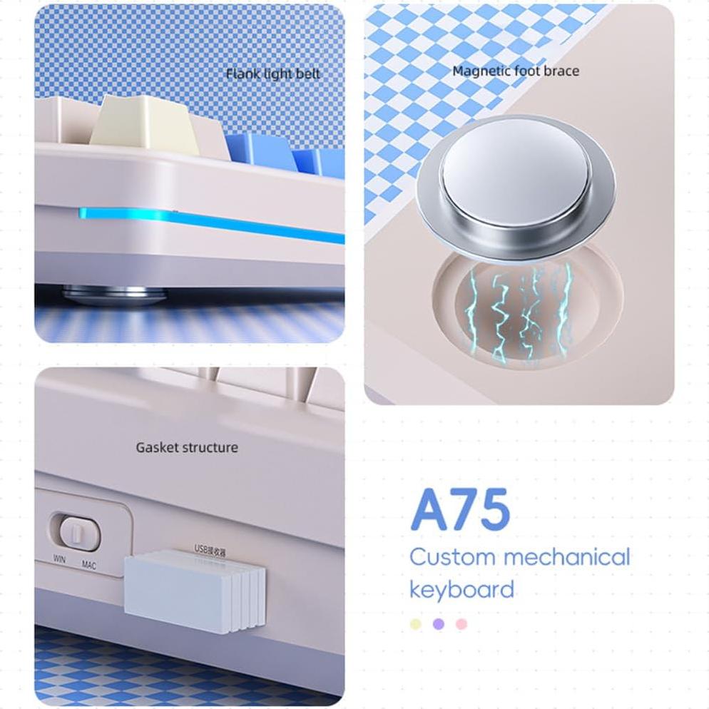 Teclado Mecánico A75 Odpaltoy Blanco Lunar con Retroiluminación RGB