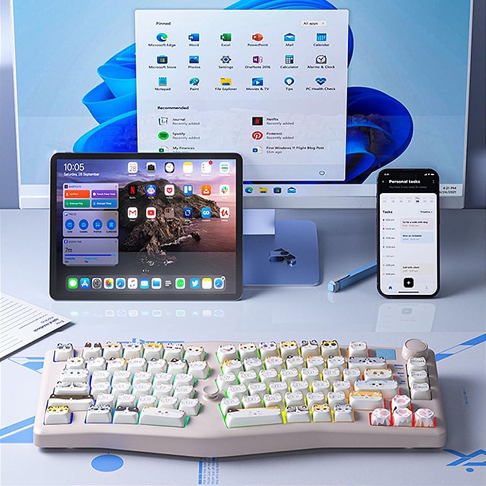 Teclado Mecánico A75 Odpaltoy Blanco Lunar con Retroiluminación RGB