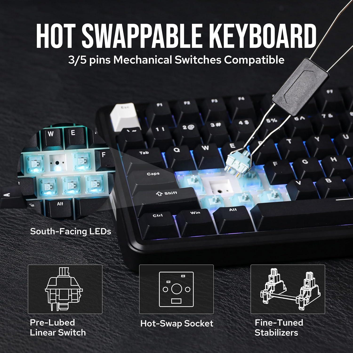 Teclado Mecánico Inalámbrico EPOMAKER TH85 QMK/VIA RGB 75%