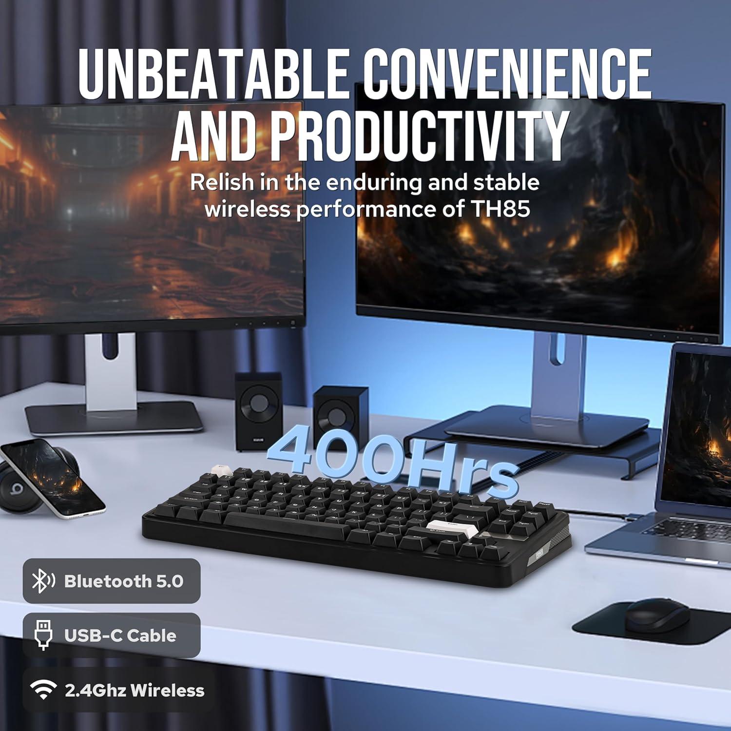 Teclado Mecánico Inalámbrico EPOMAKER TH85 QMK/VIA RGB 75%