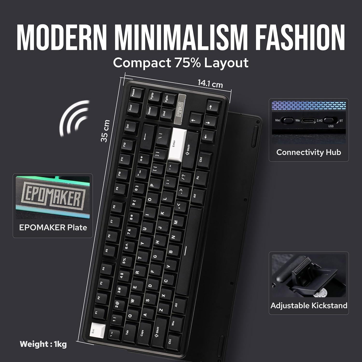 Teclado Mecánico Inalámbrico EPOMAKER TH85 QMK/VIA RGB 75%