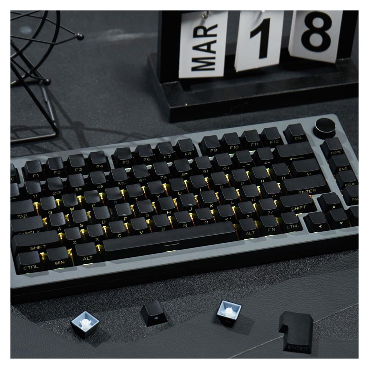 Juego de Teclas PBT Doubleshot Retroiluminadas Negras 131 Teclas