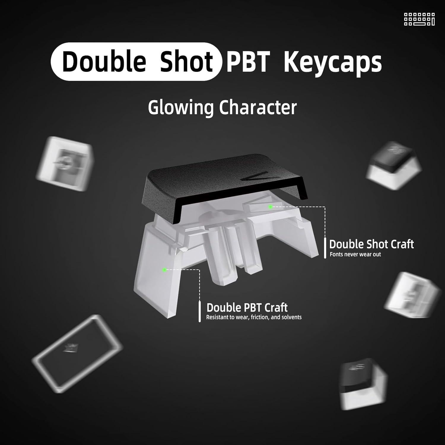 Conjunto de 108 Teclas PBT Pudding Negras para Teclado Mecánico