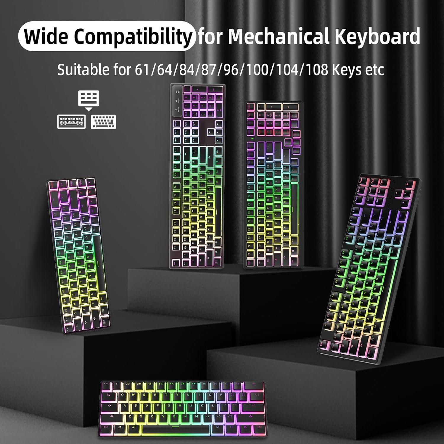 Conjunto de 108 Teclas PBT Pudding Negras para Teclado Mecánico