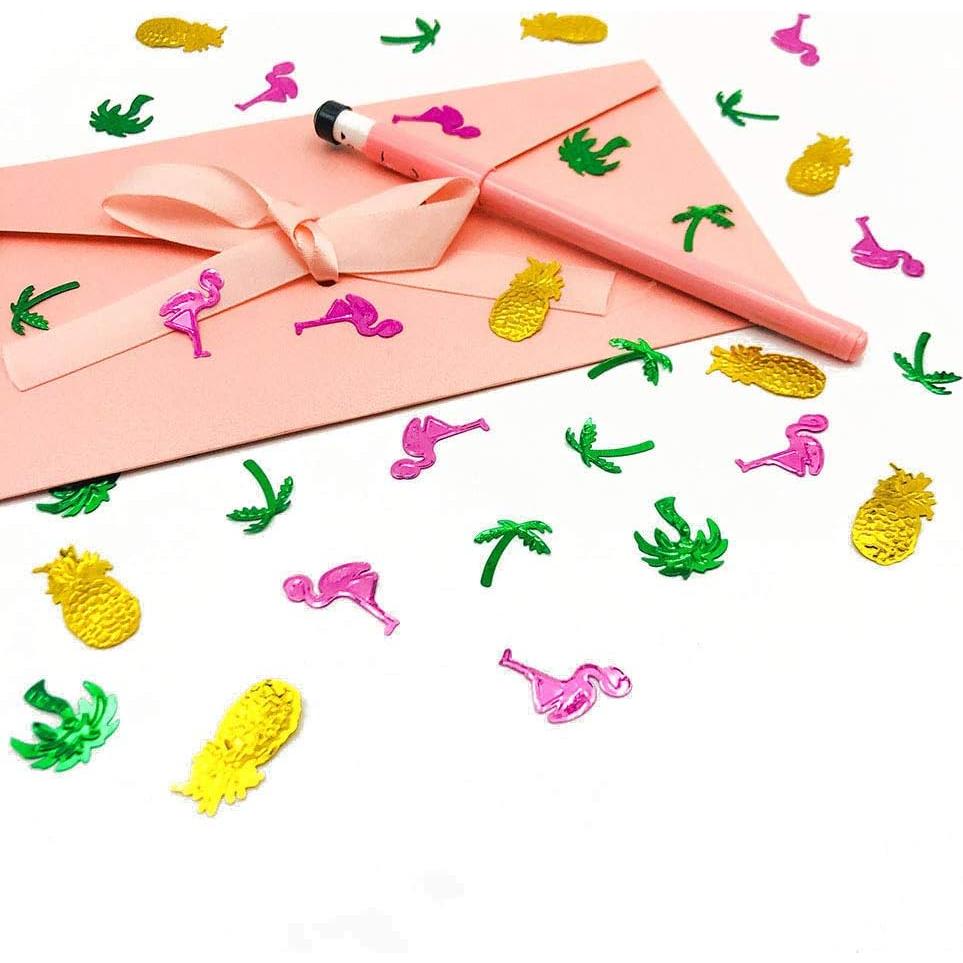 Confeti metálico Werich de flamenco y piña para fiestas