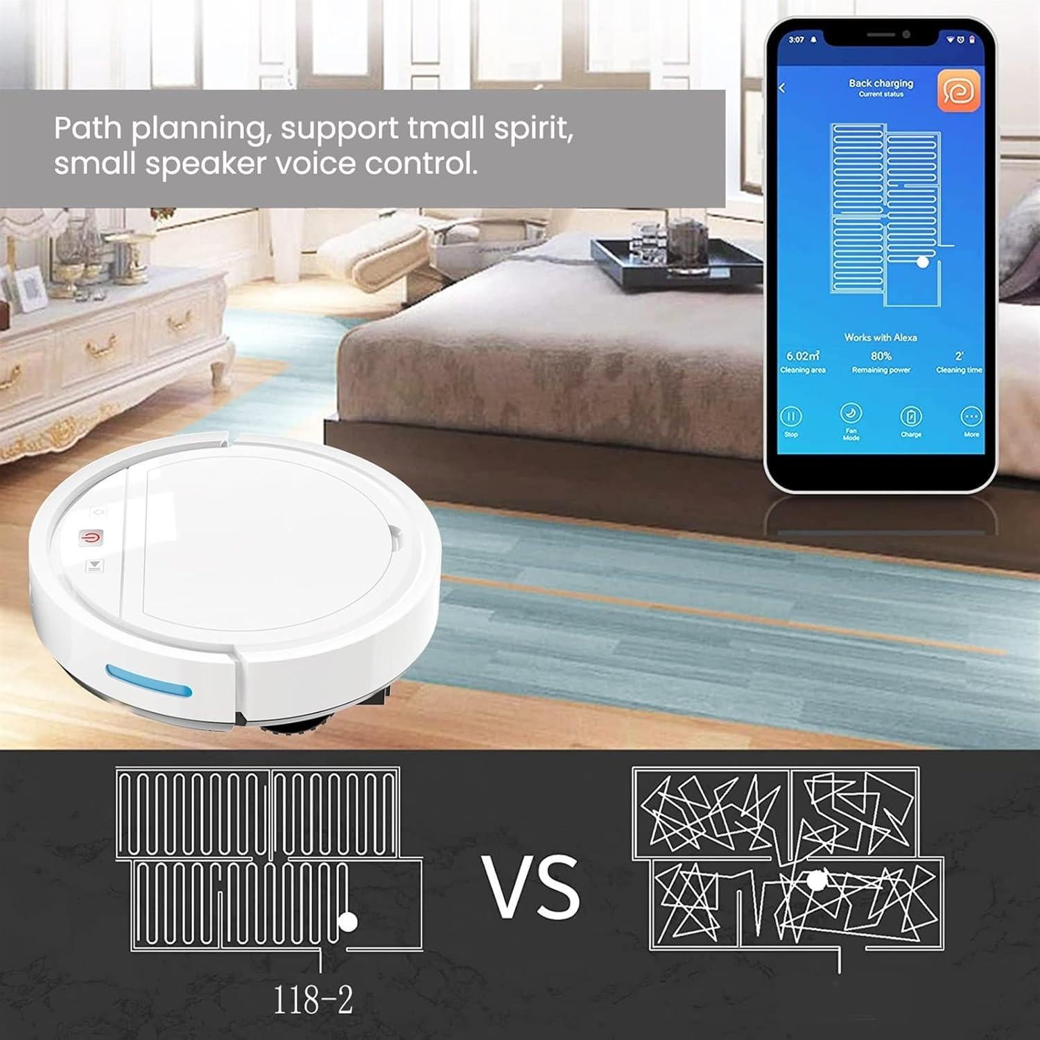 Robot Aspirador WAGNUS 2-en-1 con Control Remoto 400ml