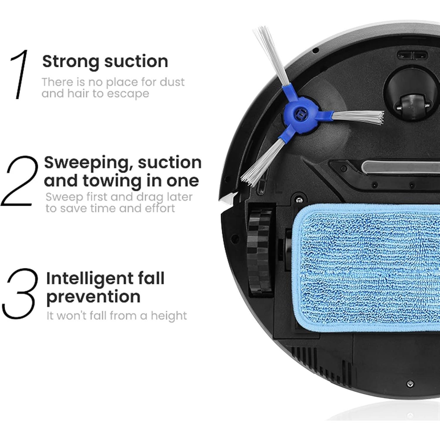 Robot Aspirador WAGNUS 2-en-1 con Control Remoto 400ml