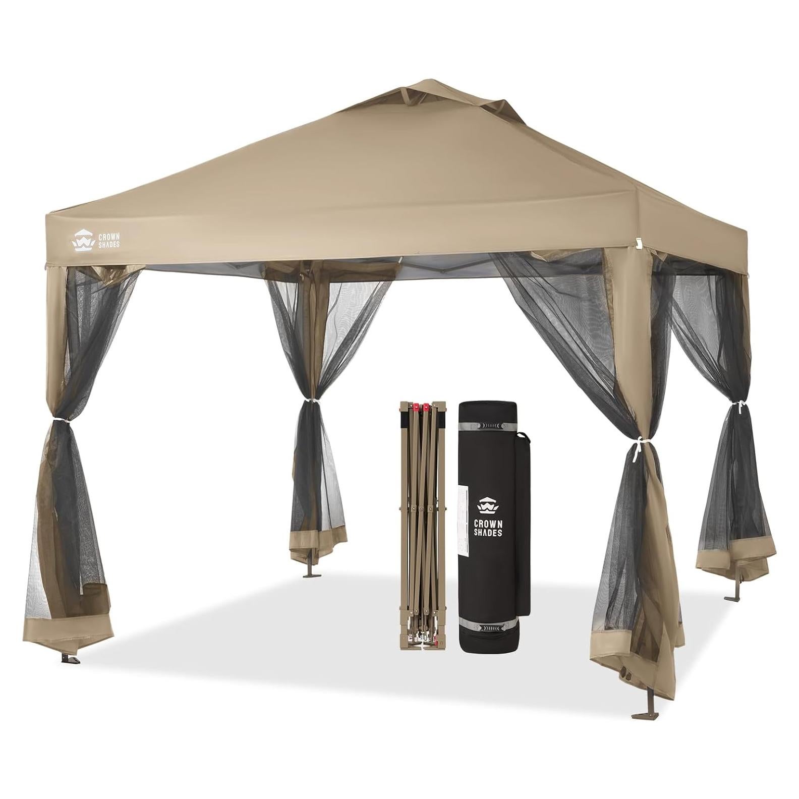 Pabellón Instantáneo CROWN SHADES 10x10 Beige con Mosquitera