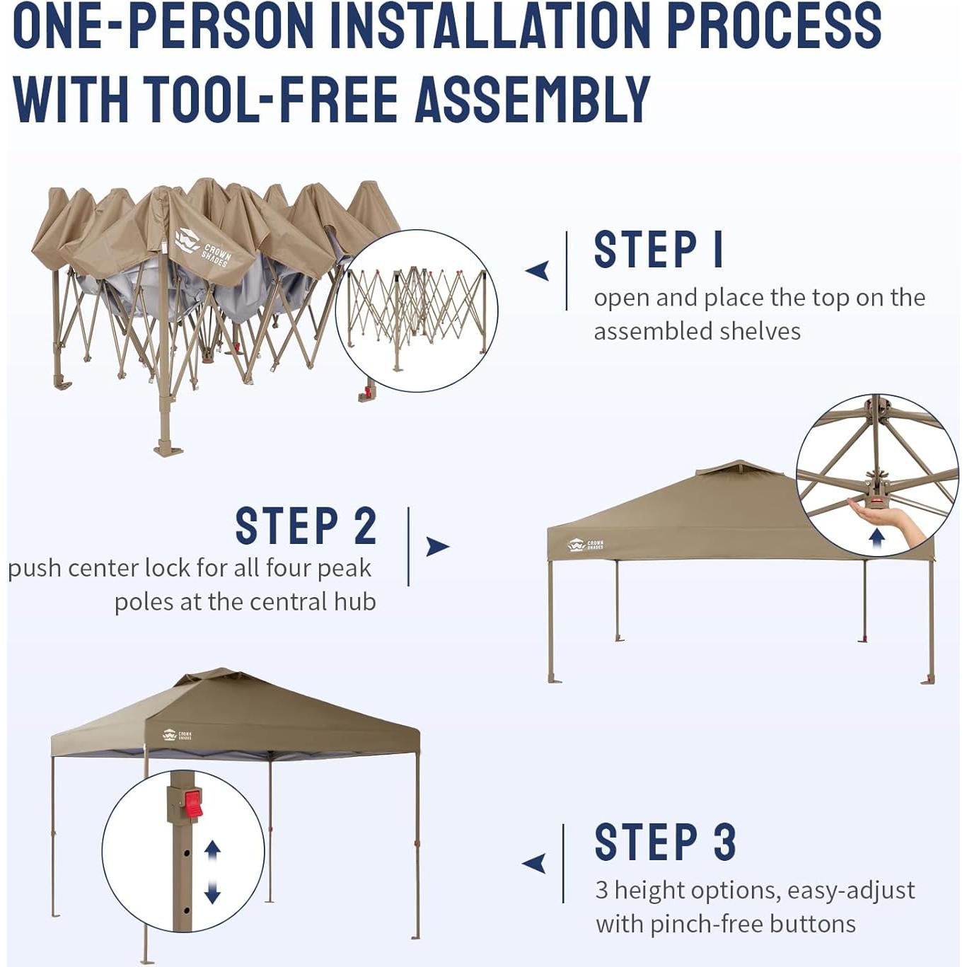 Pabellón Instantáneo CROWN SHADES 10x10 Beige con Mosquitera