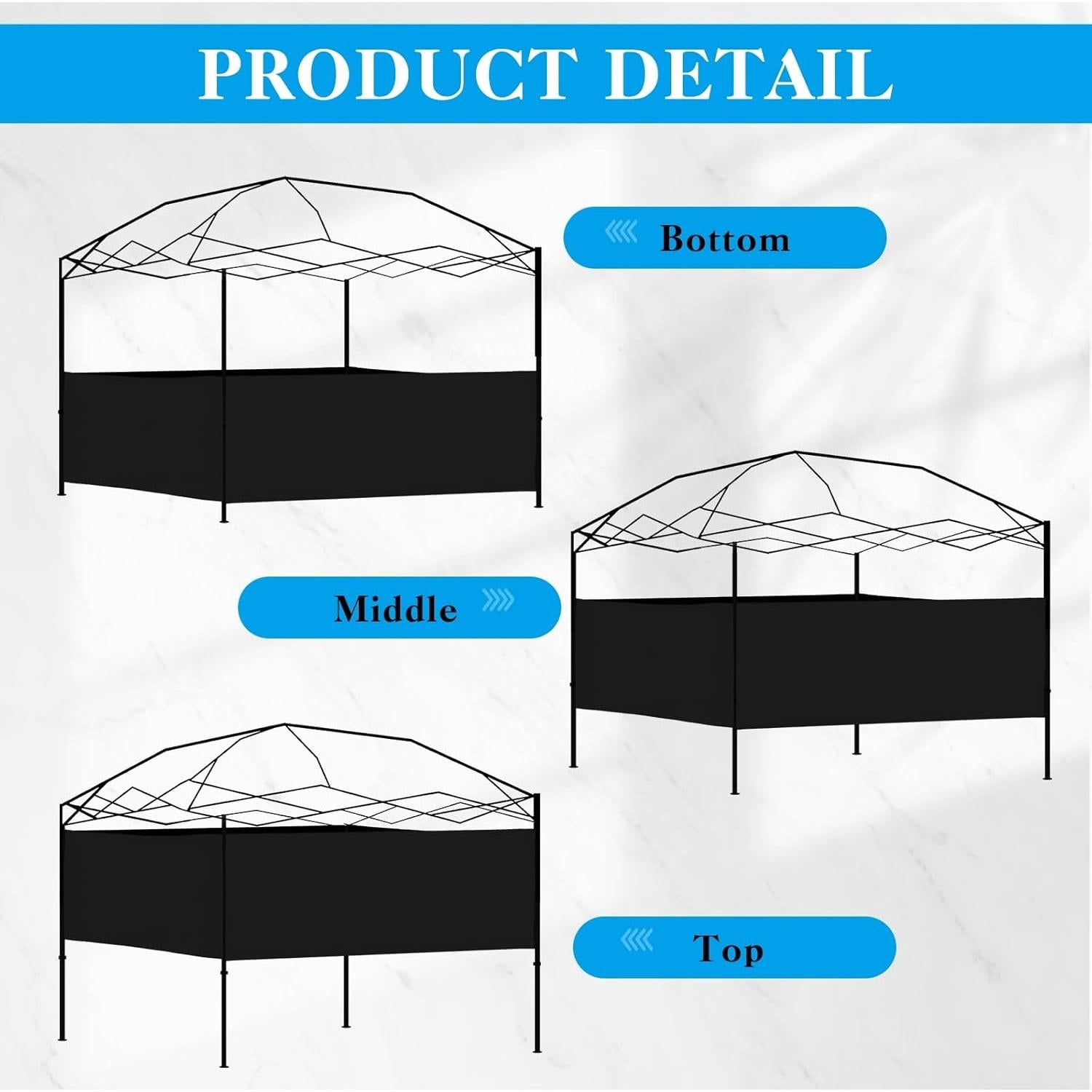 4 Paredes Laterales de Carpa Vincreem 2.96x0.95m Impermeables