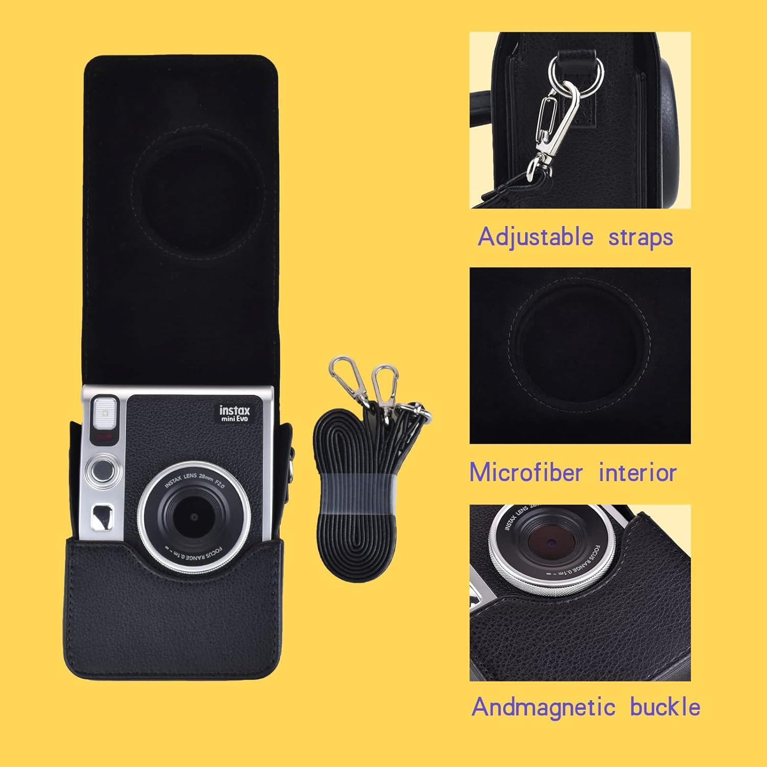 Funda Protectora Rieibi para Cámara Fujifilm Instax Mini EVO - Cuero PU Negro