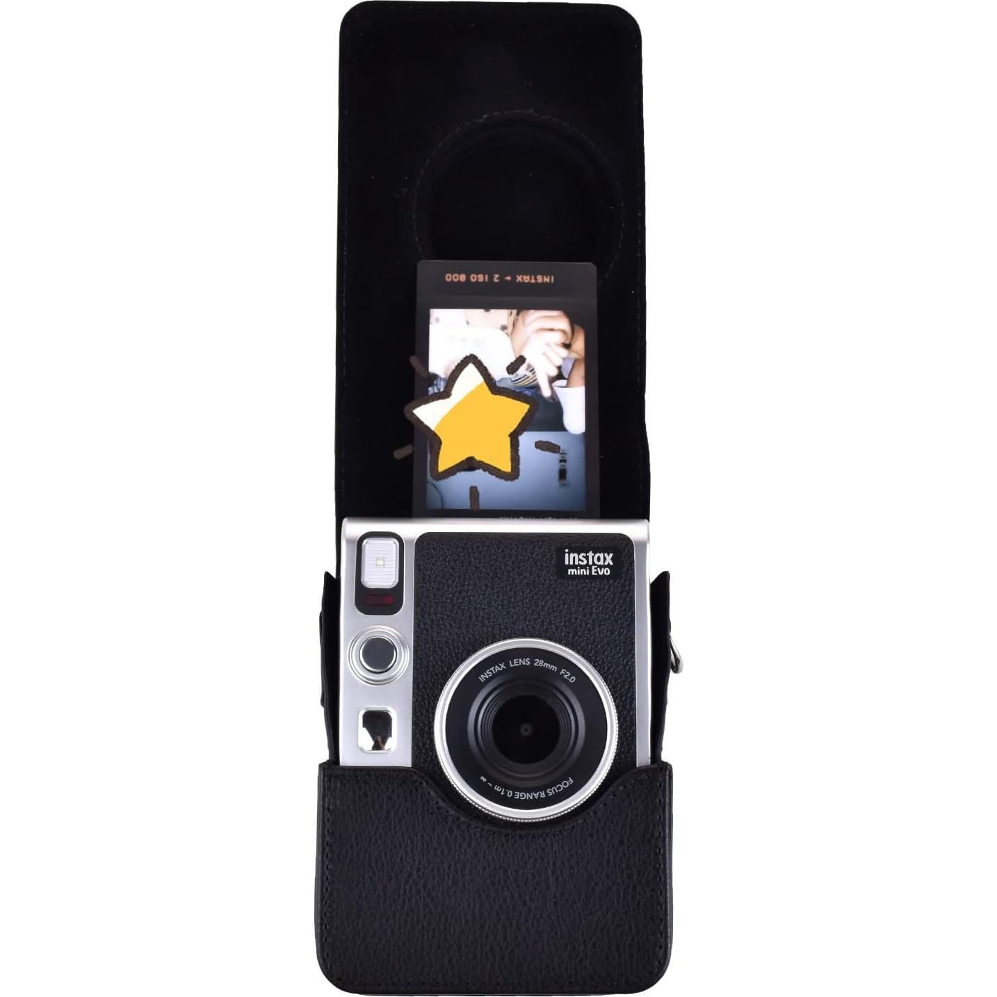 Funda Protectora Rieibi para Cámara Fujifilm Instax Mini EVO - Cuero PU Negro