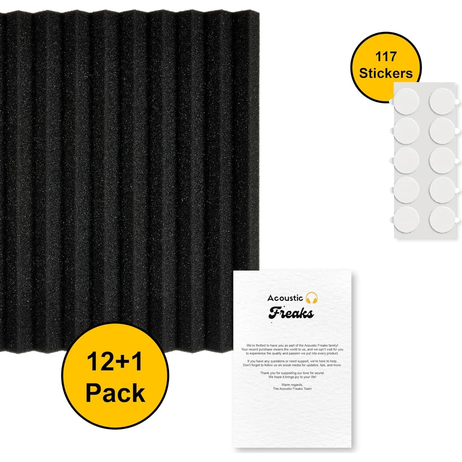 Paquete de 12+1 Paneles Acústicos de Espuma 30.48x30.48cm