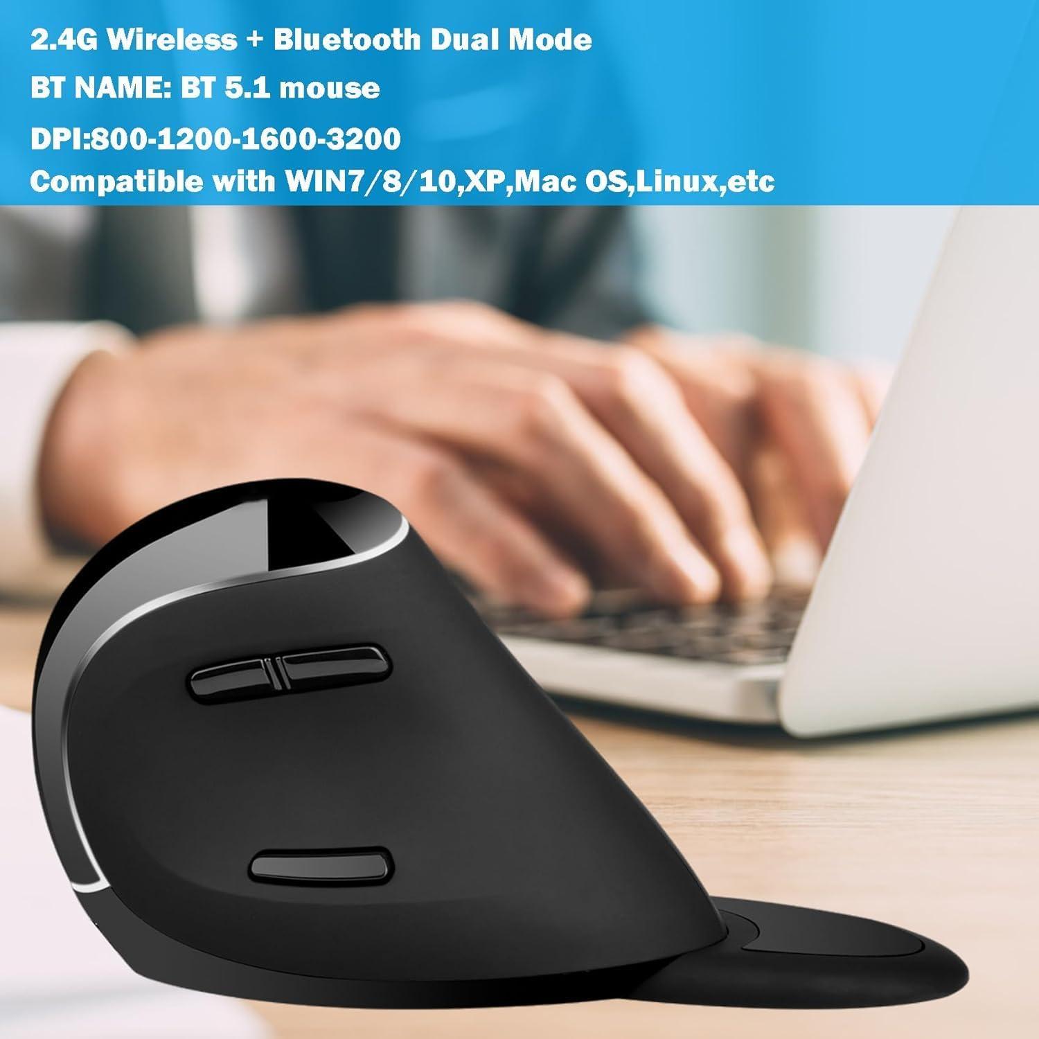 Mouse Vertical Ergonómico Eelexa V638 Doble Modo Bluetooth