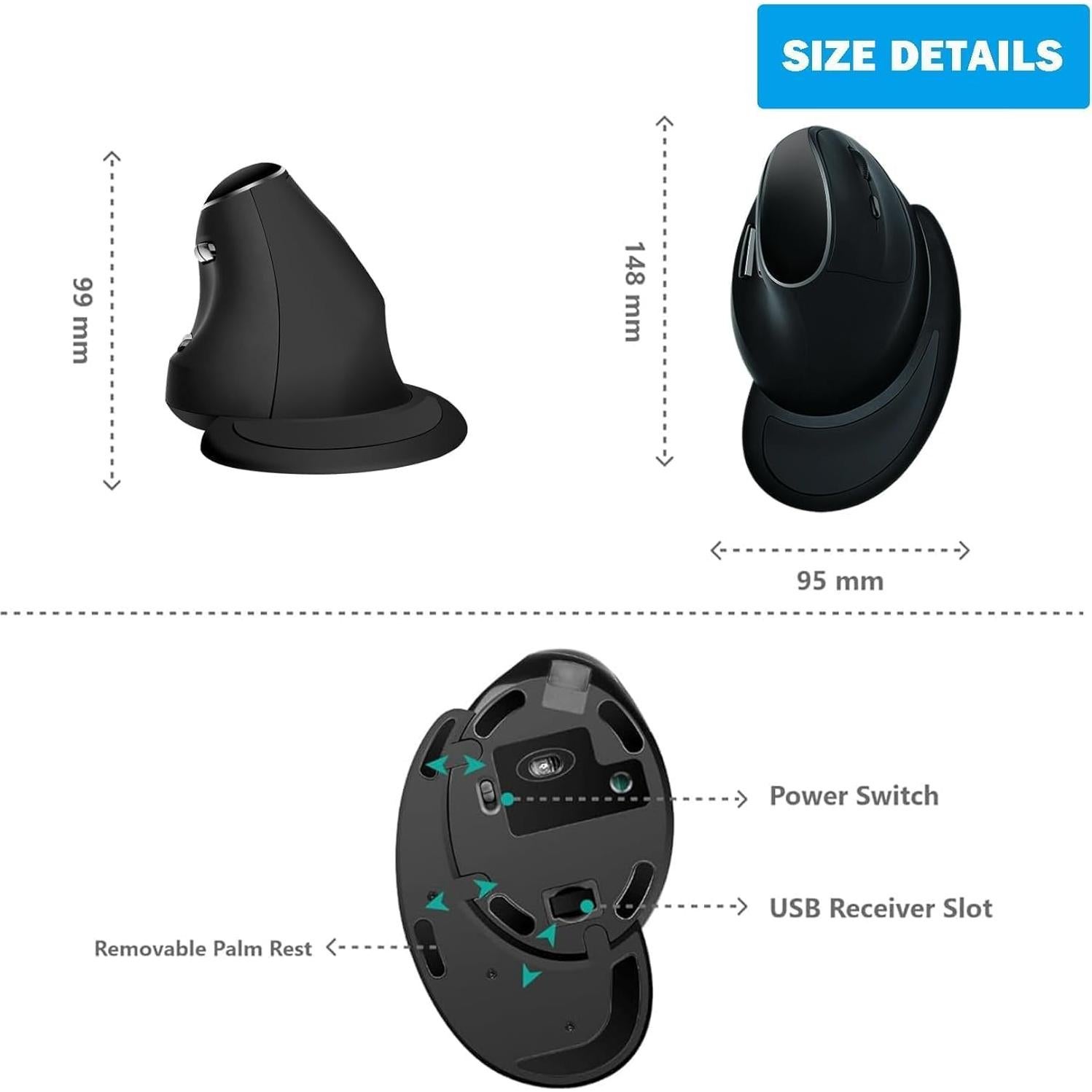 Mouse Vertical Ergonómico Eelexa V638 Doble Modo Bluetooth