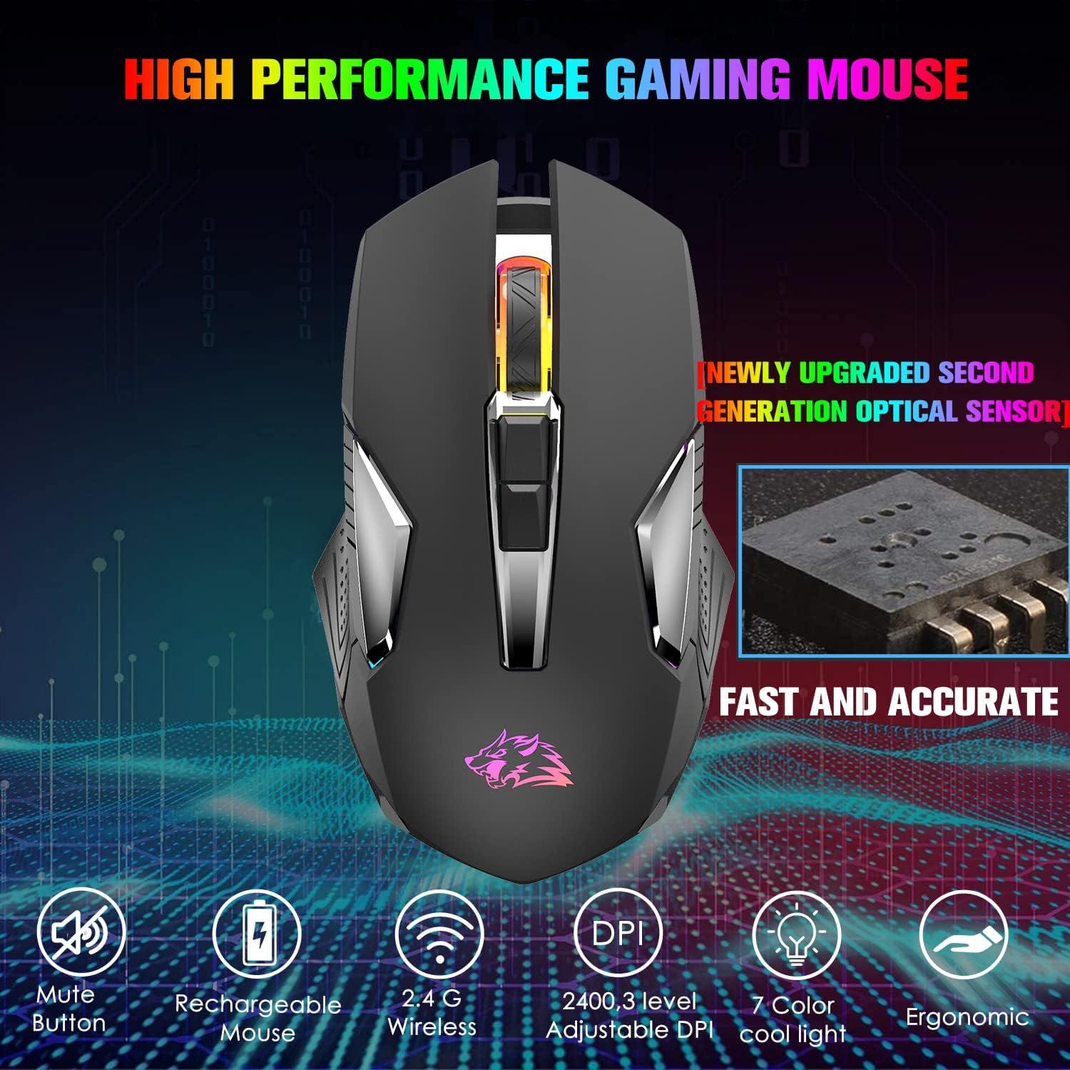 Ratón Gaming Inalámbrico FELICON Recargable 3 Niveles DPI Negro
