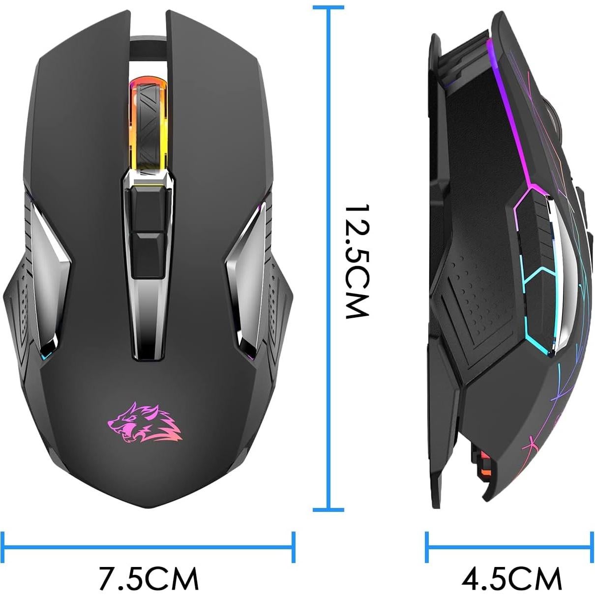 Ratón Gaming Inalámbrico FELICON Recargable 3 Niveles DPI Negro
