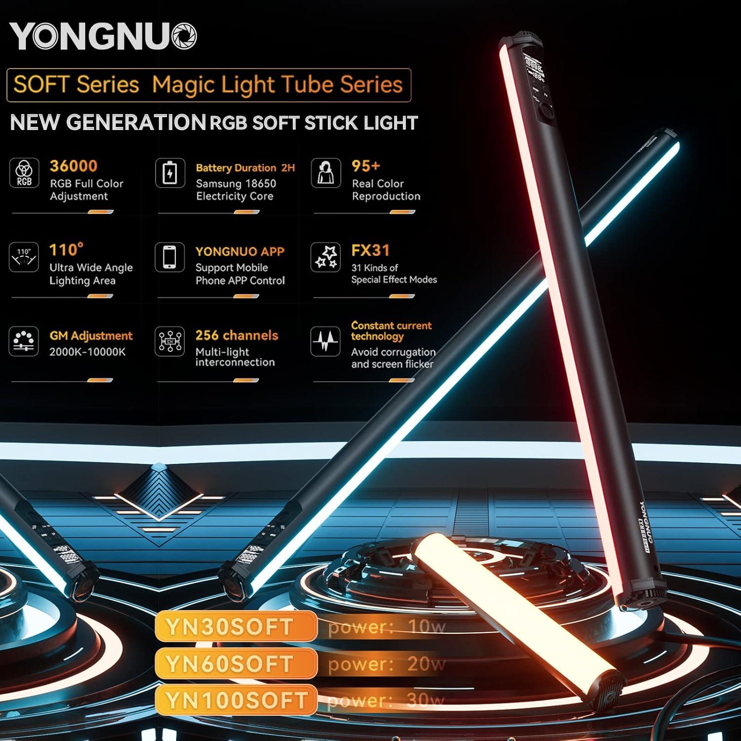 Luz LED Suave Yongnuo YN100 30W RGB 99cm Control Remoto