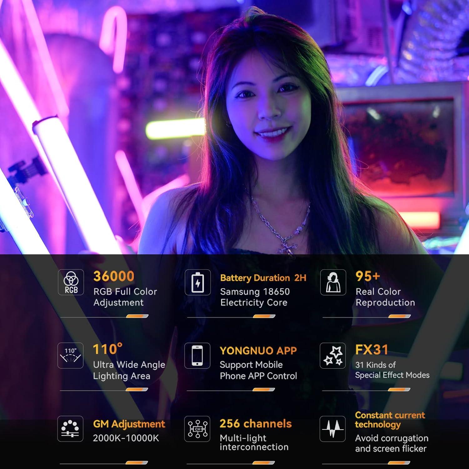 Luz LED Suave Yongnuo YN100 30W RGB 99cm Control Remoto