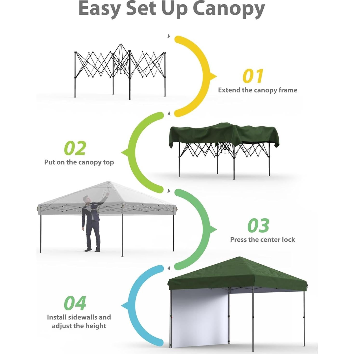 Carpa de Dosel Instantánea GOCAPTAIN 10x10 Pared Lateral Blanca
