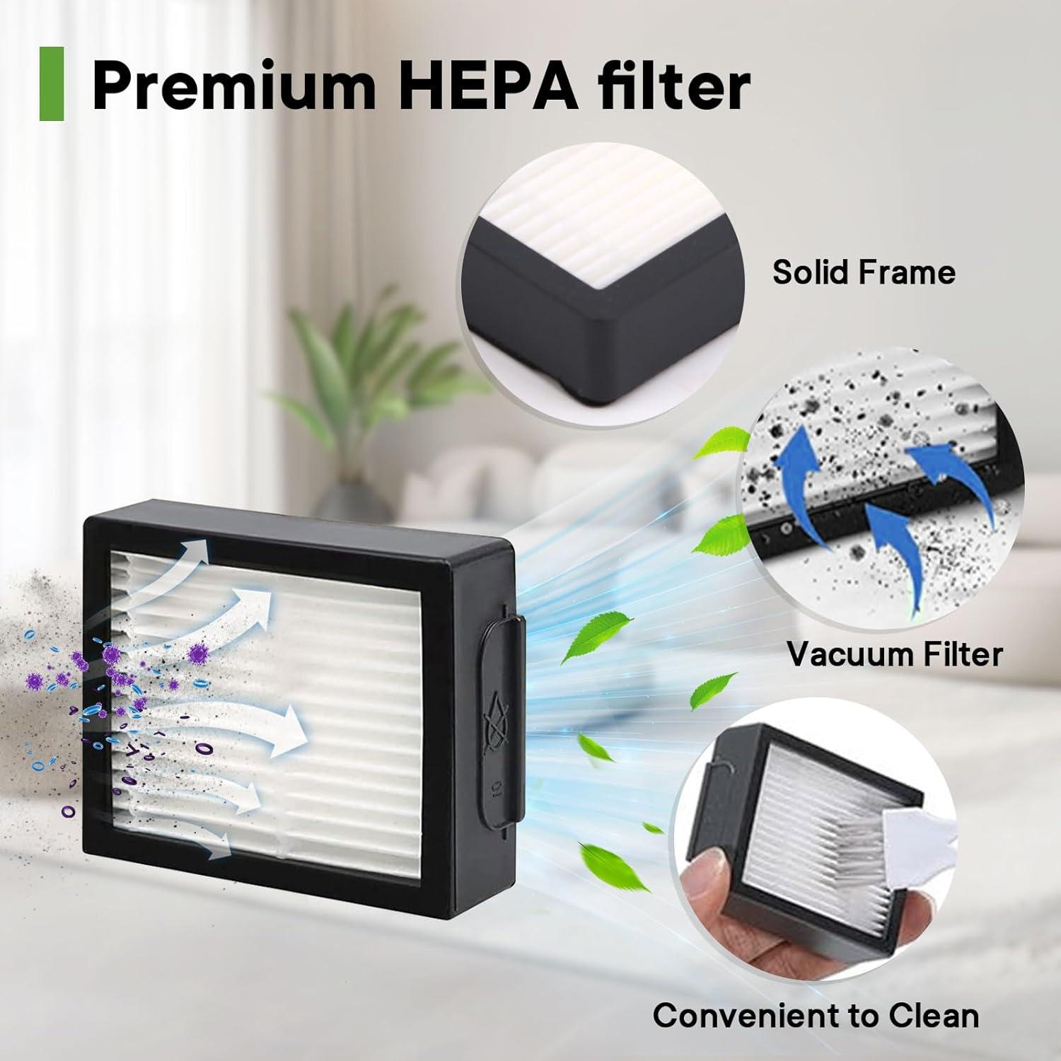 Repuestos Chrostion para iRobot Roomba i7 i3 i4 j7 E5 E6 E7 - 2 Juegos Cepillos, 6 Filtros, 8 Bolsas