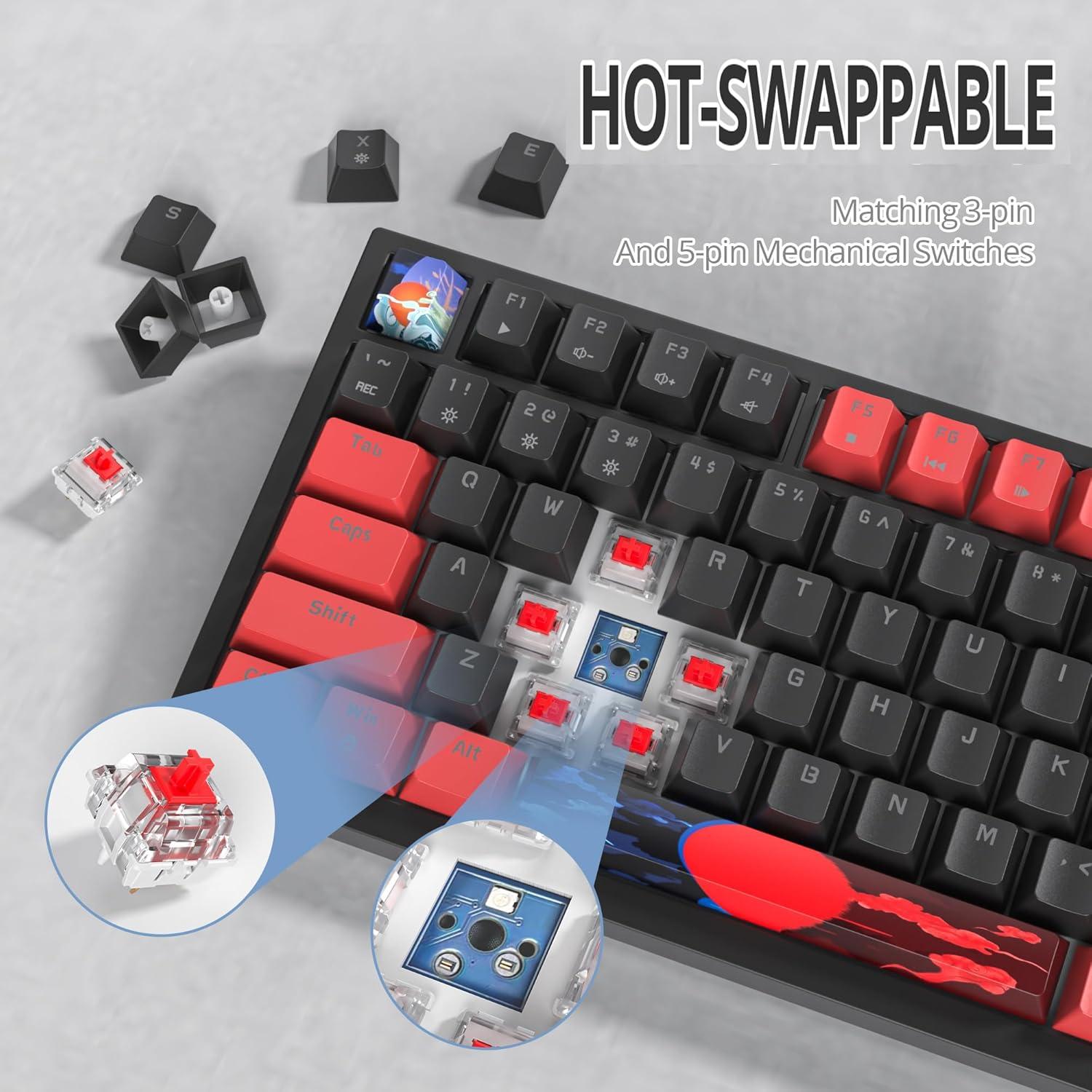 Teclado Mecánico TKL 75% Mosptnspg RGB 82 Teclas PBT Negro