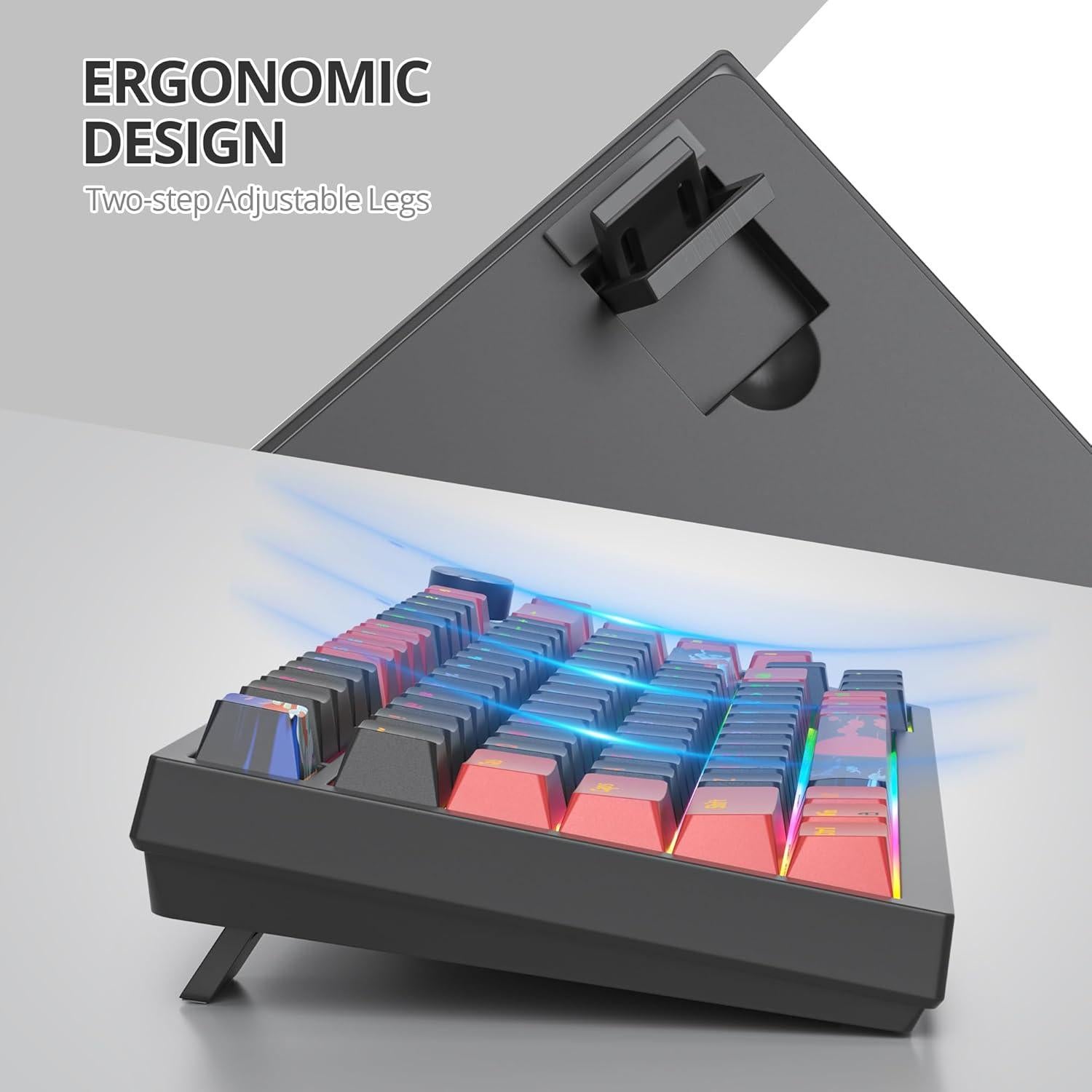 Teclado Mecánico TKL 75% Mosptnspg RGB 82 Teclas PBT Negro